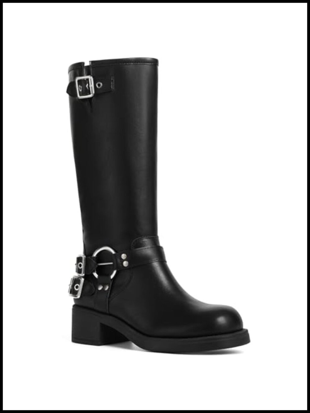 Knee High Boots Women Moto Biker Buckle Tall Boots